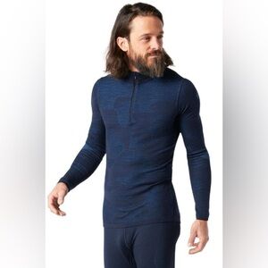 Men’s Smartwool Shade Of Blue Merino 200 Pattern 1/4 Zip Top Size Small